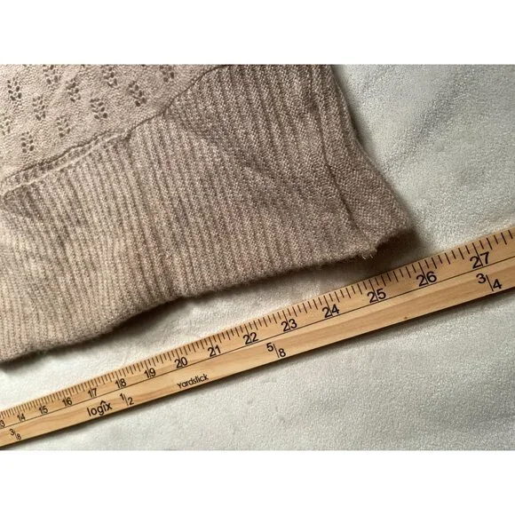 Qi Cashmere Womens Open Front Cardigan XS/S Beige Lightweight - Picture 4 of 10